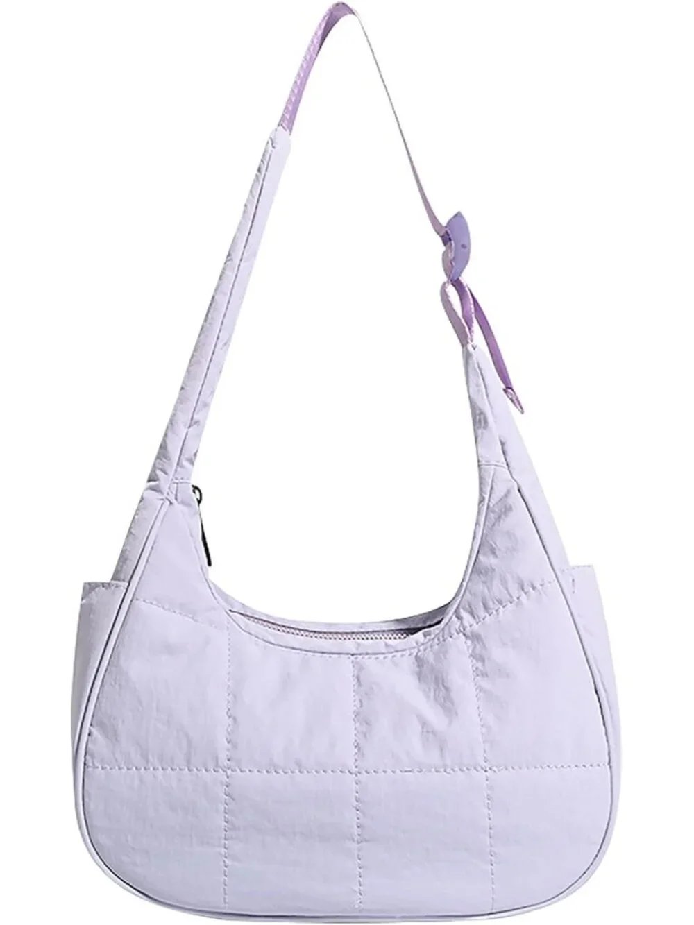 Small Crescent Shoulder Bag for Women Nylon Puffer Quilted Purses Casual Handbag